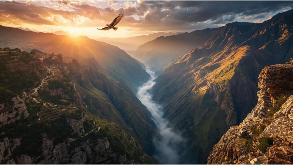 Vista panorámica del Cañón del Colca desde el Mirador de la Cruz del Condor